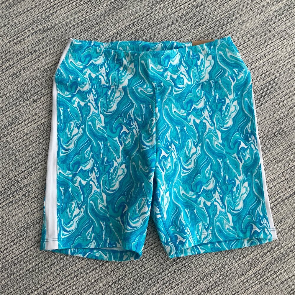 Victoria's Secret PINK Active Turquoise White Swirl High Waist 6" Bike Short M